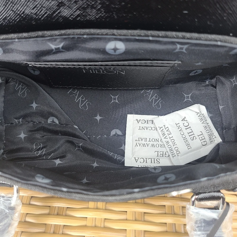 Paris Hilton Black Mini Satchel Bag Purse Structured Handles - Picture 9 of 14